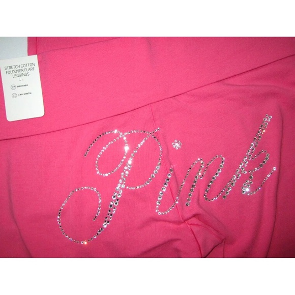 Victoria secret pink Carmine rose bling Foldover Flare legging M L REGULAR - Picture 4 of 5